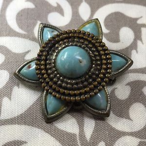 Turquoise & silver Brooch